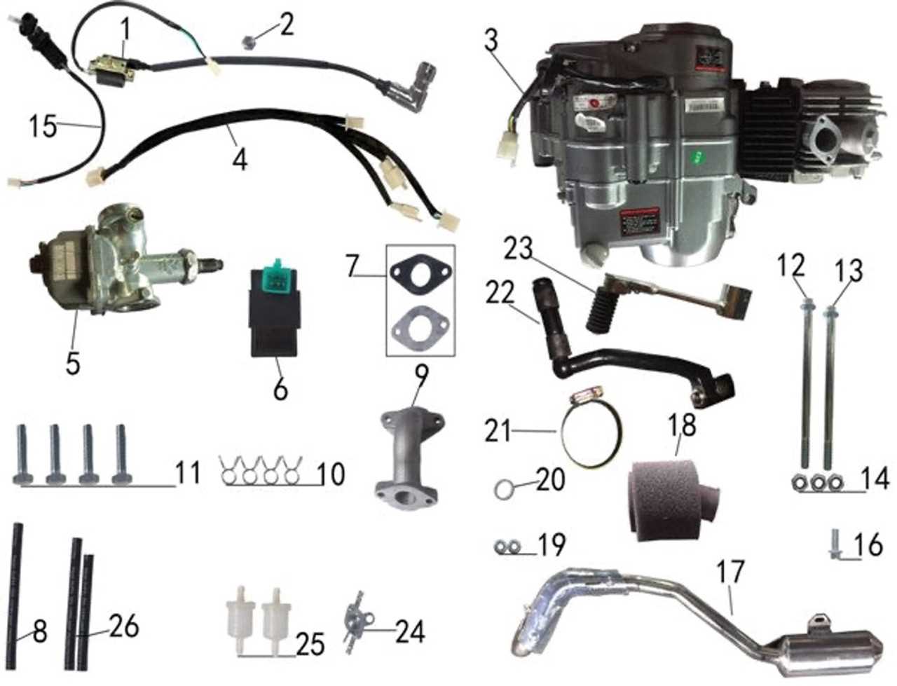 110cc atv engine parts diagram