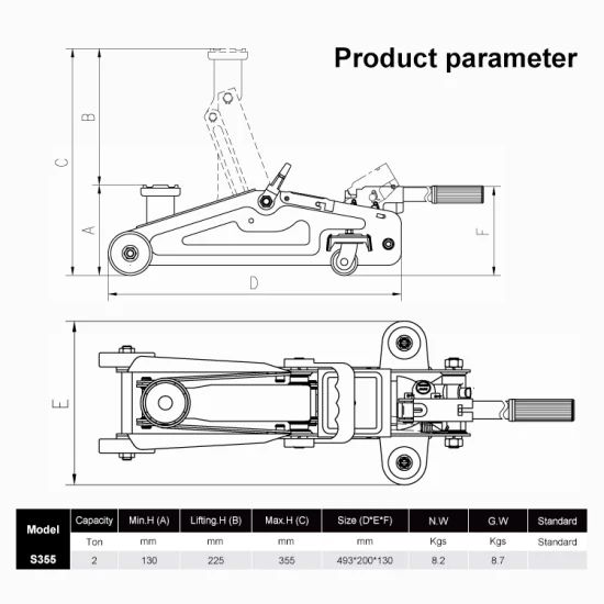 2 ton hydraulic floor jack parts diagram