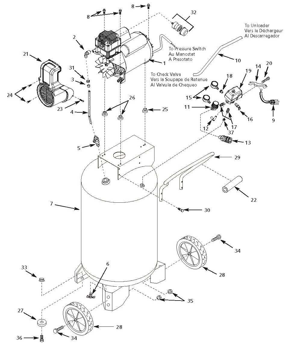 20 gallon campbell hausfeld air compressor parts diagram