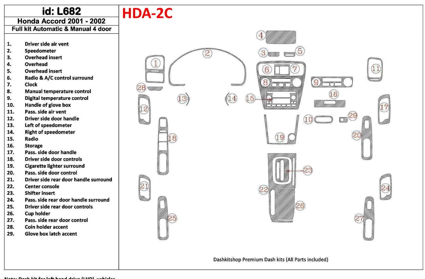 2001 honda accord parts diagram