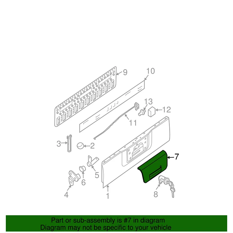 2005 nissan frontier tailgate parts diagram