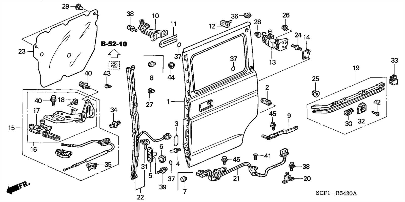 2006 honda odyssey sliding door parts diagram