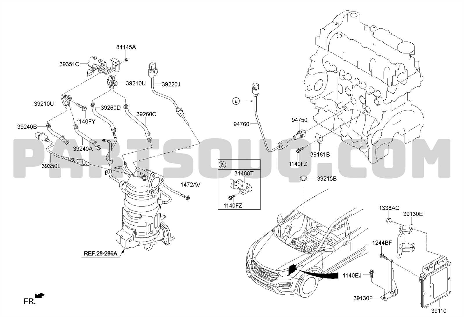 2013 hyundai santa fe parts diagram