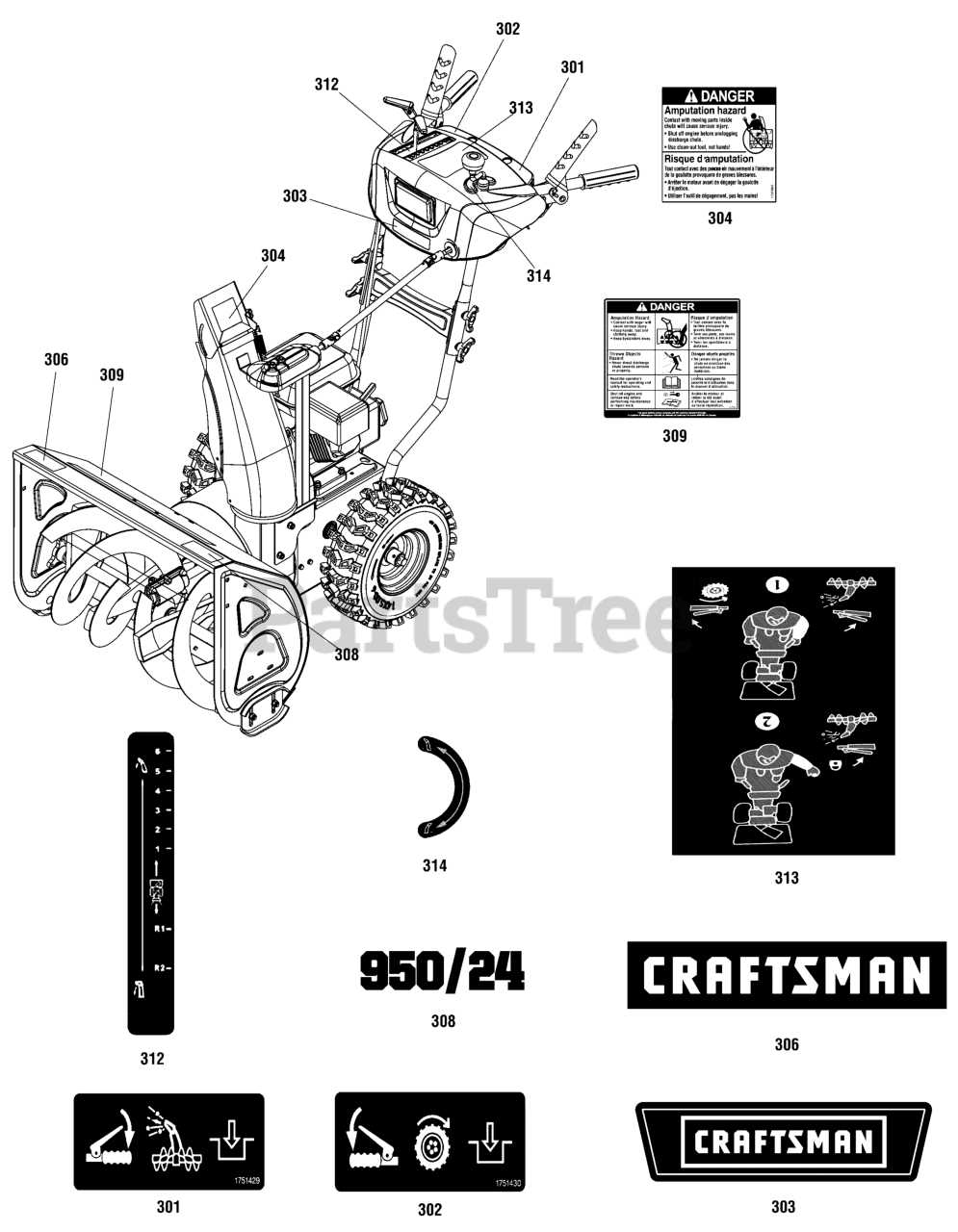 24 inch craftsman snowblower parts diagram