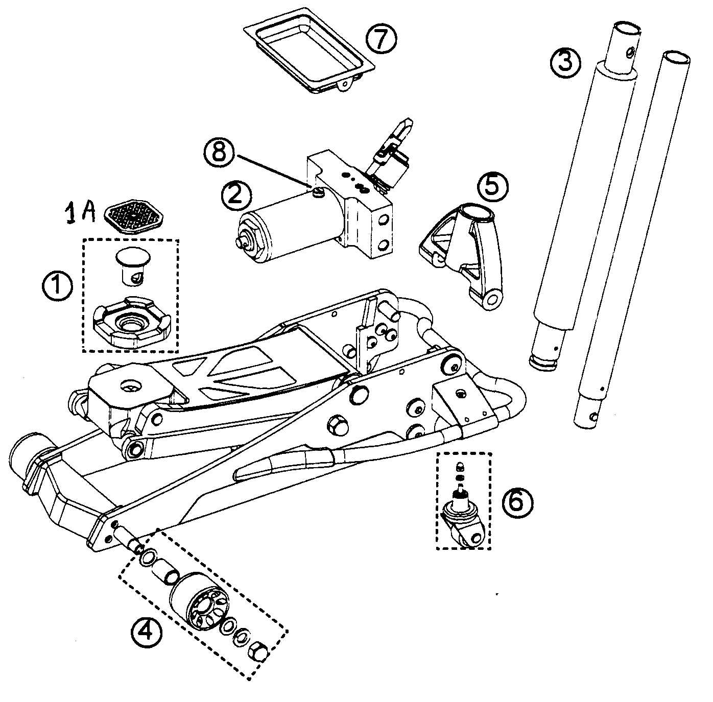 3 ton floor jack parts diagram