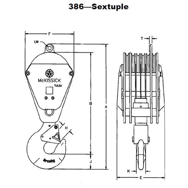 4 part crane block reeving diagram