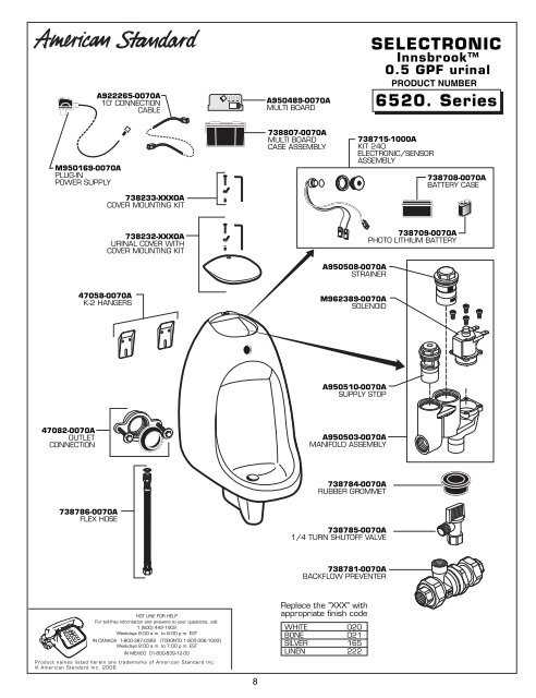 american standard 4225a parts diagram