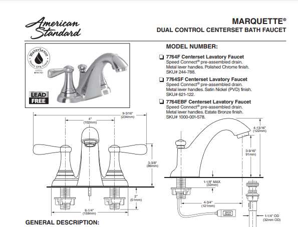 american standard cadet faucet parts diagram