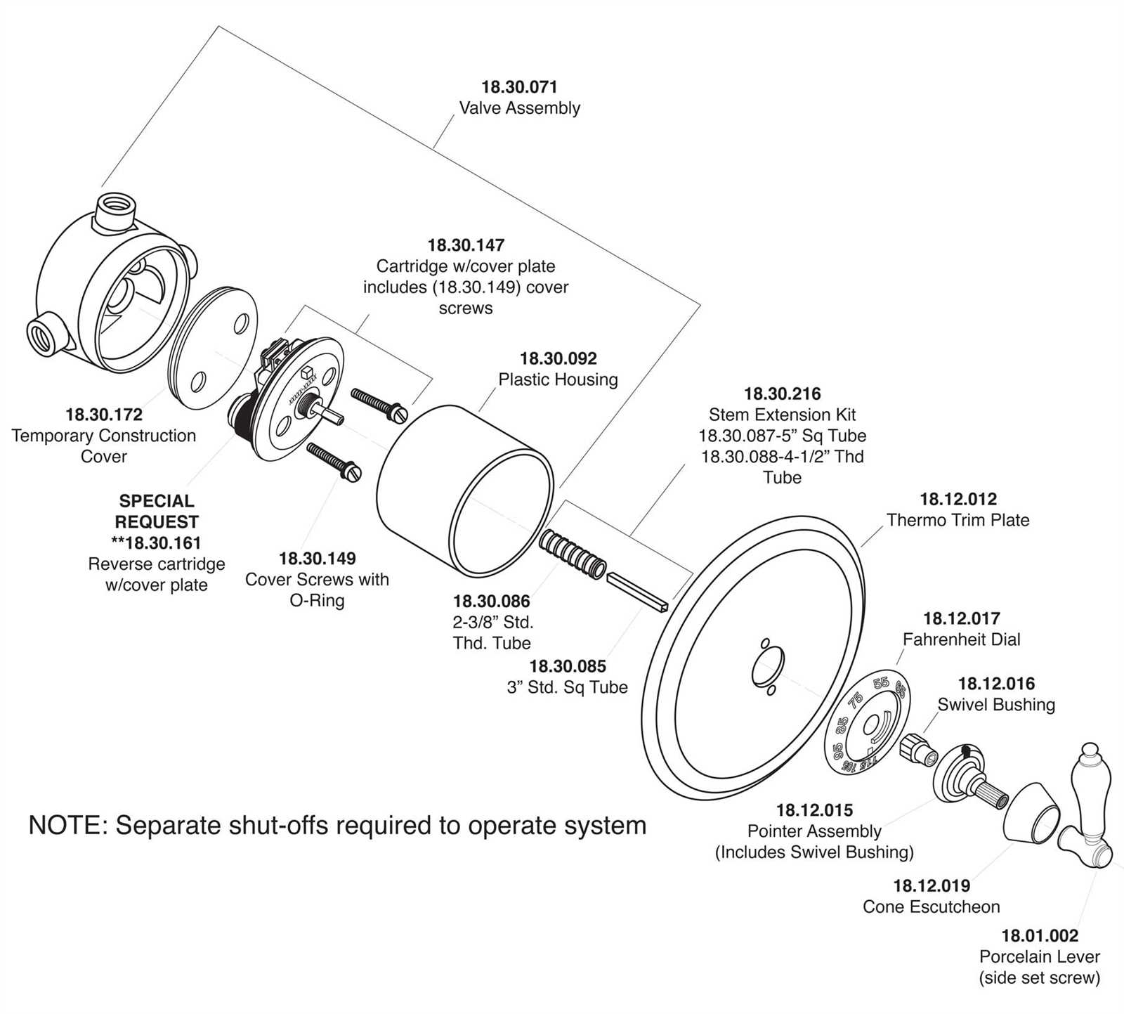 american standard hampton shower faucet parts diagram