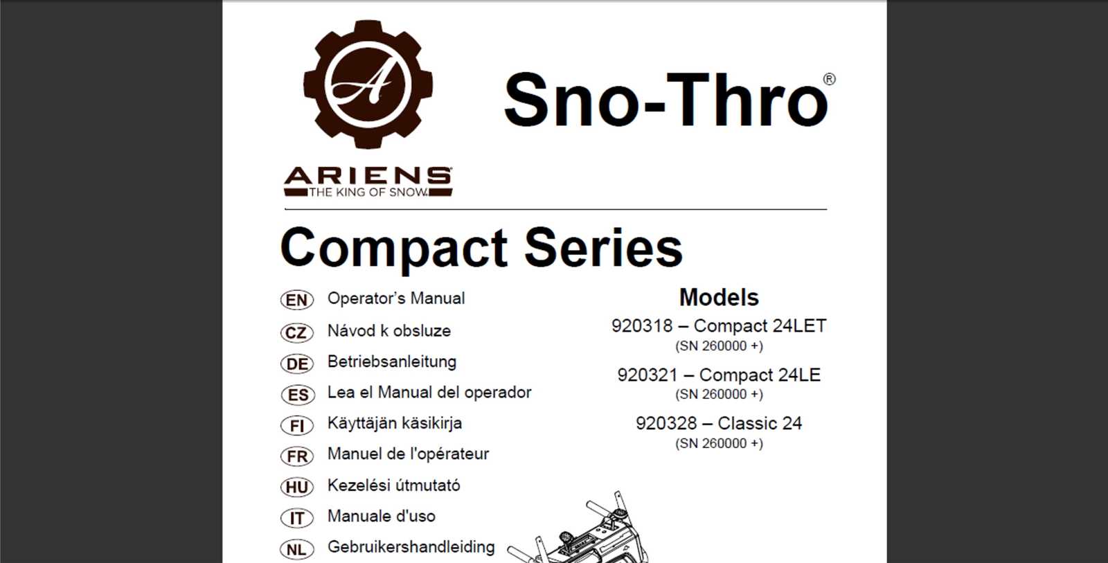 ariens classic 24 parts diagram