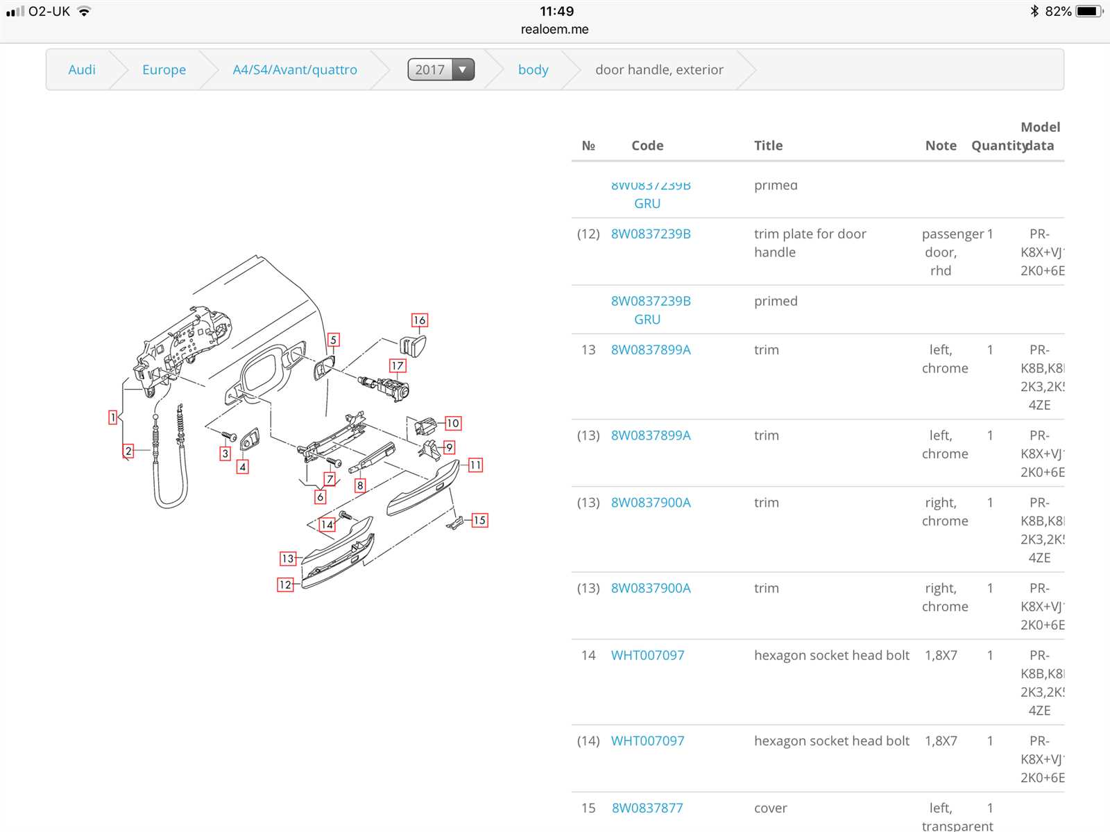 audi a4 b9 parts diagram