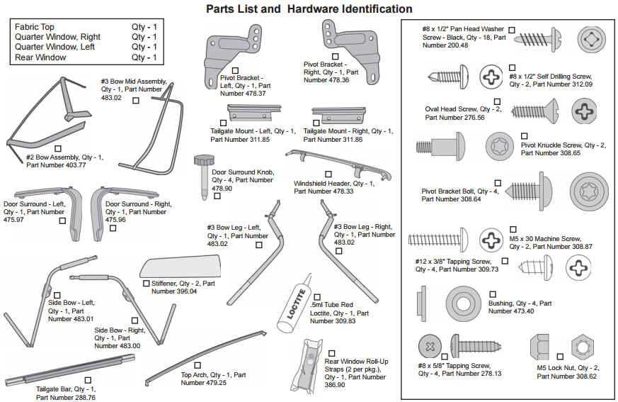 bestop parts diagram