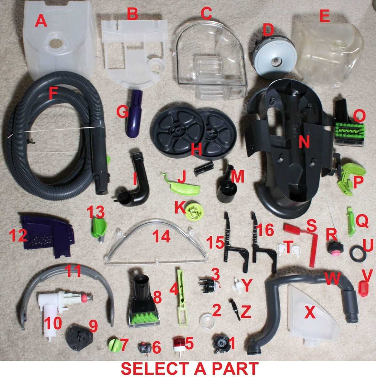 bissell little green parts diagram