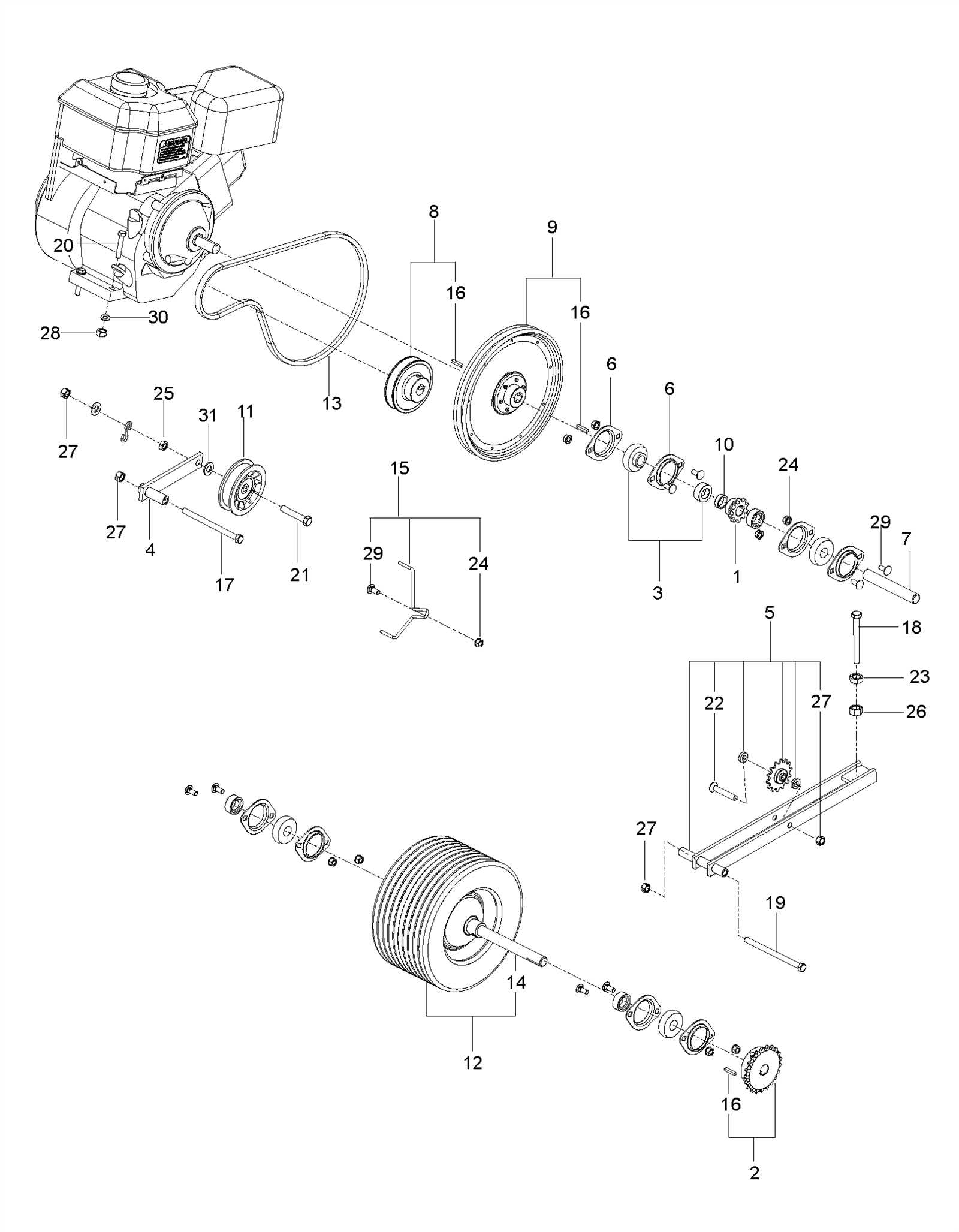 bluebird power rake parts diagram