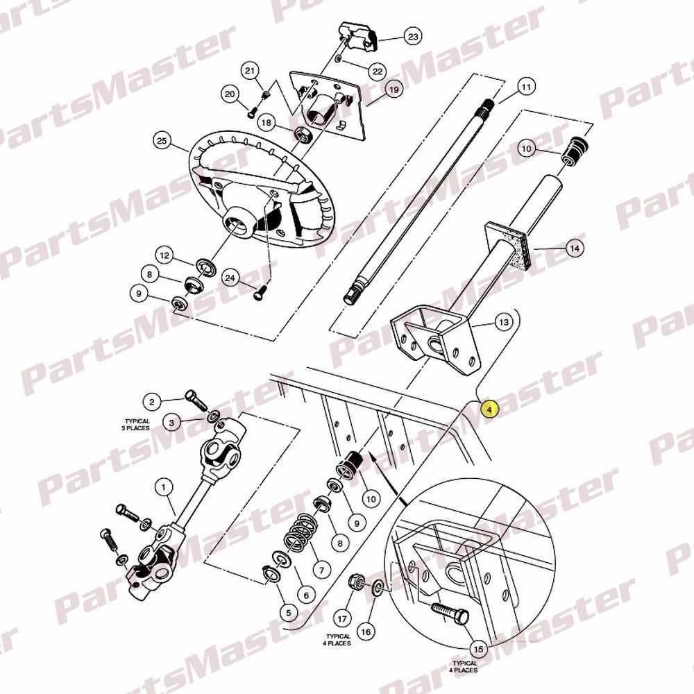 club car steering column parts diagram