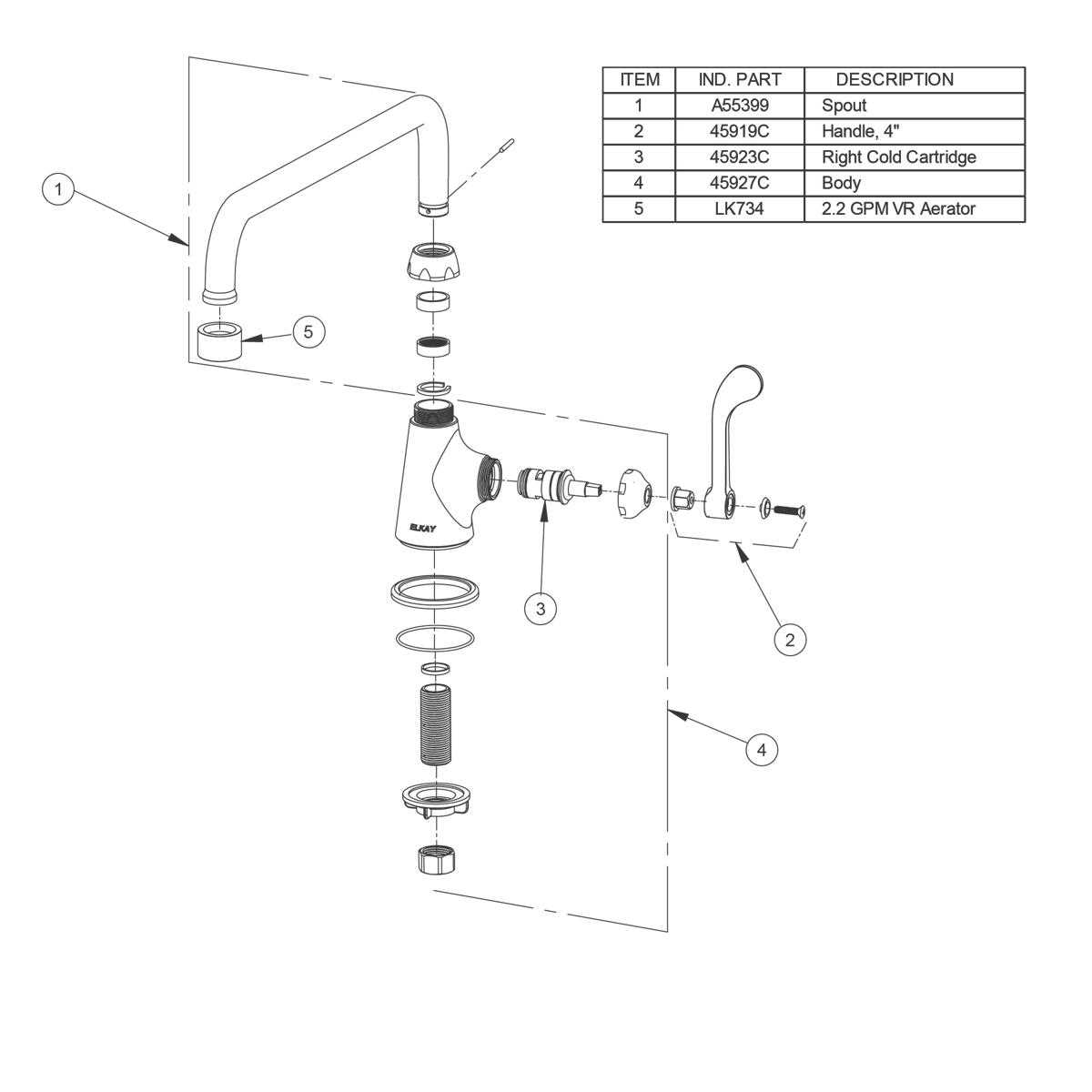 commercial faucet parts diagram