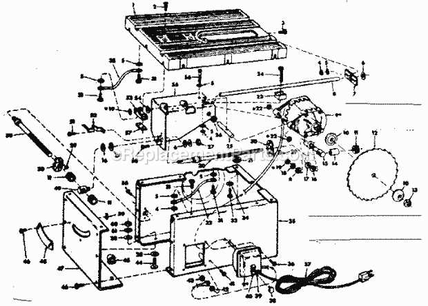 craftsman 113 table saw parts diagram