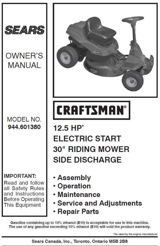 craftsman riding lawn mower engine parts diagram