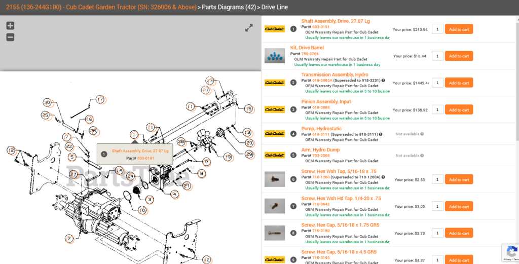 cub cadet lt1024 parts diagram