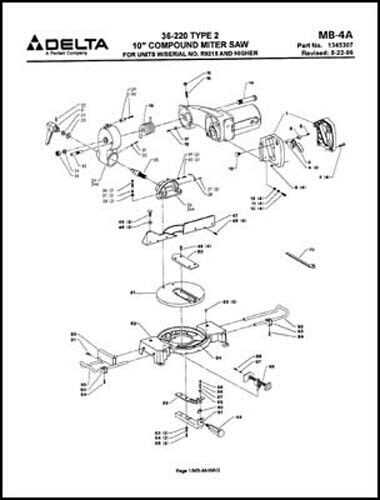 delta miter saw parts diagram