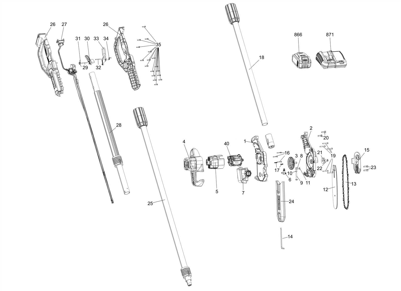 dewalt chainsaw parts diagram