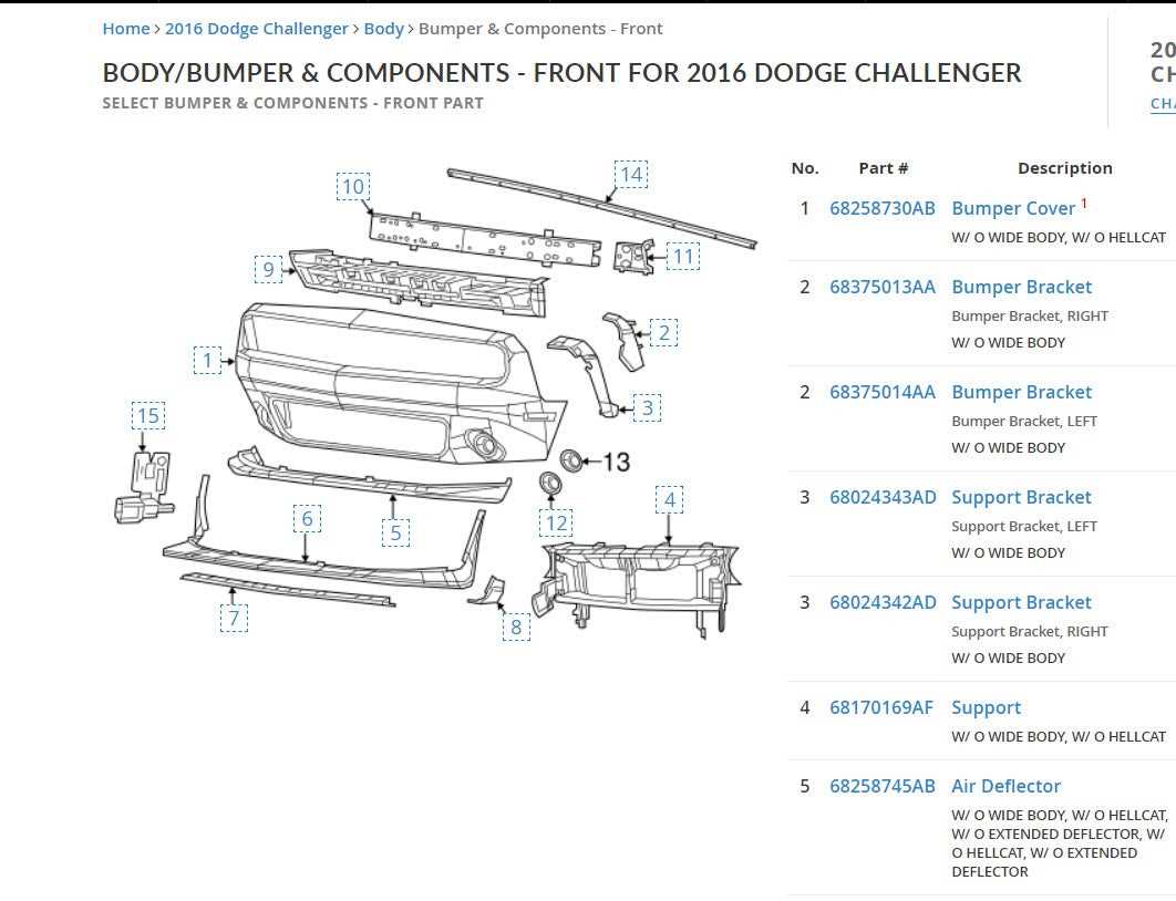 dodge challenger parts diagram