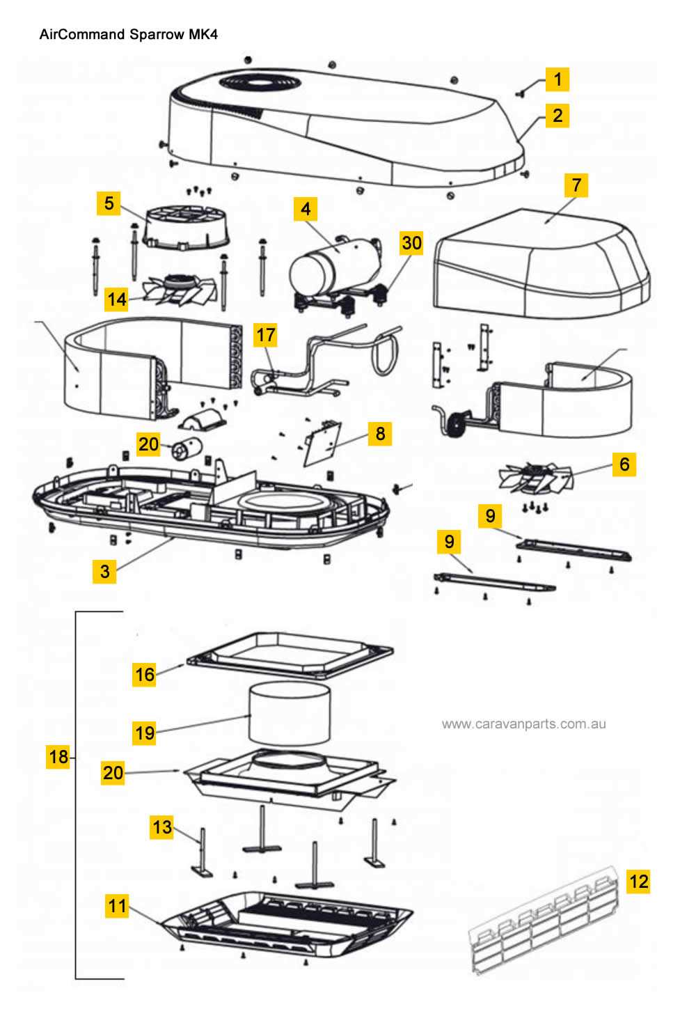 dometic air conditioner parts diagram