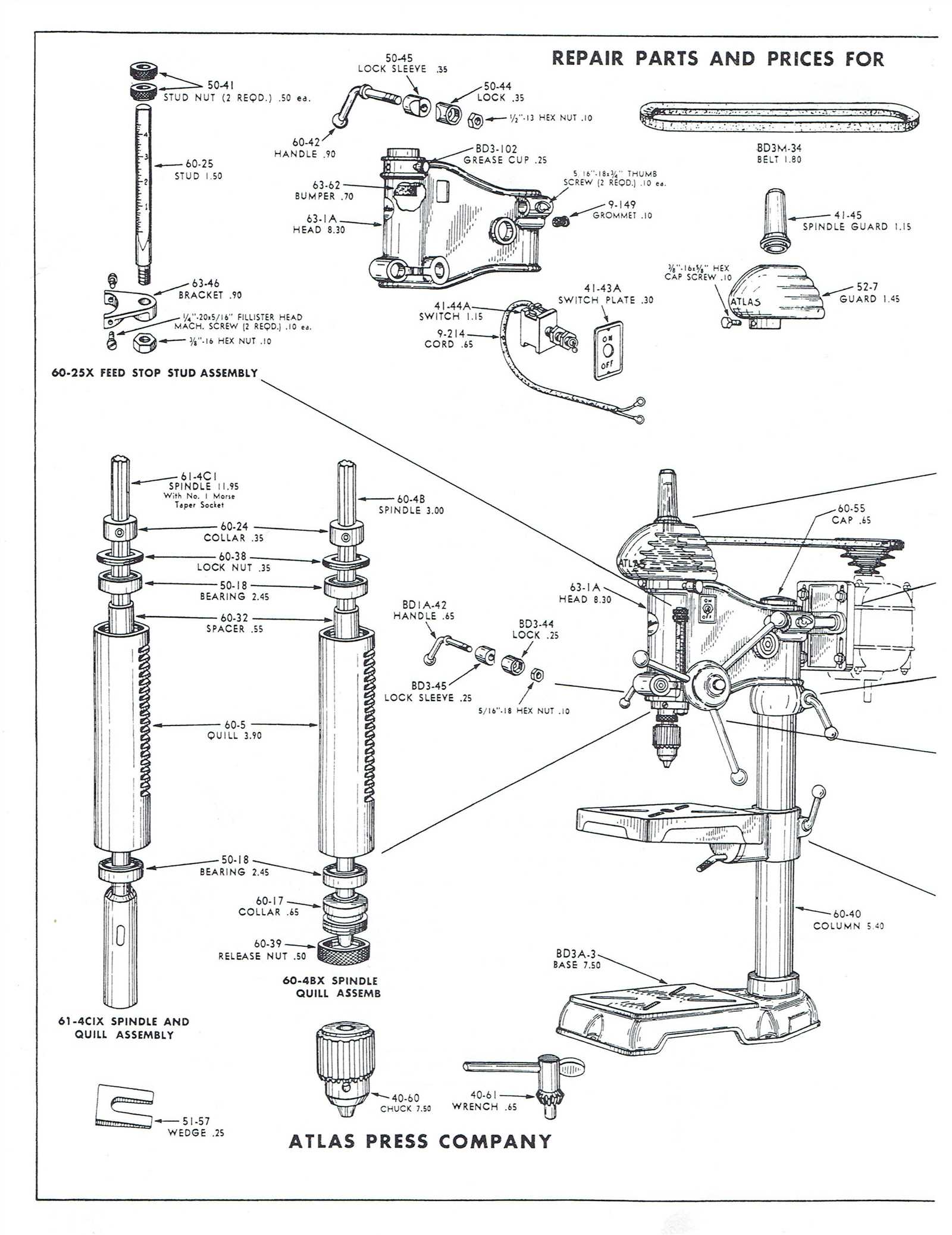 drill press parts diagram