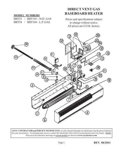 electric baseboard heater parts diagram