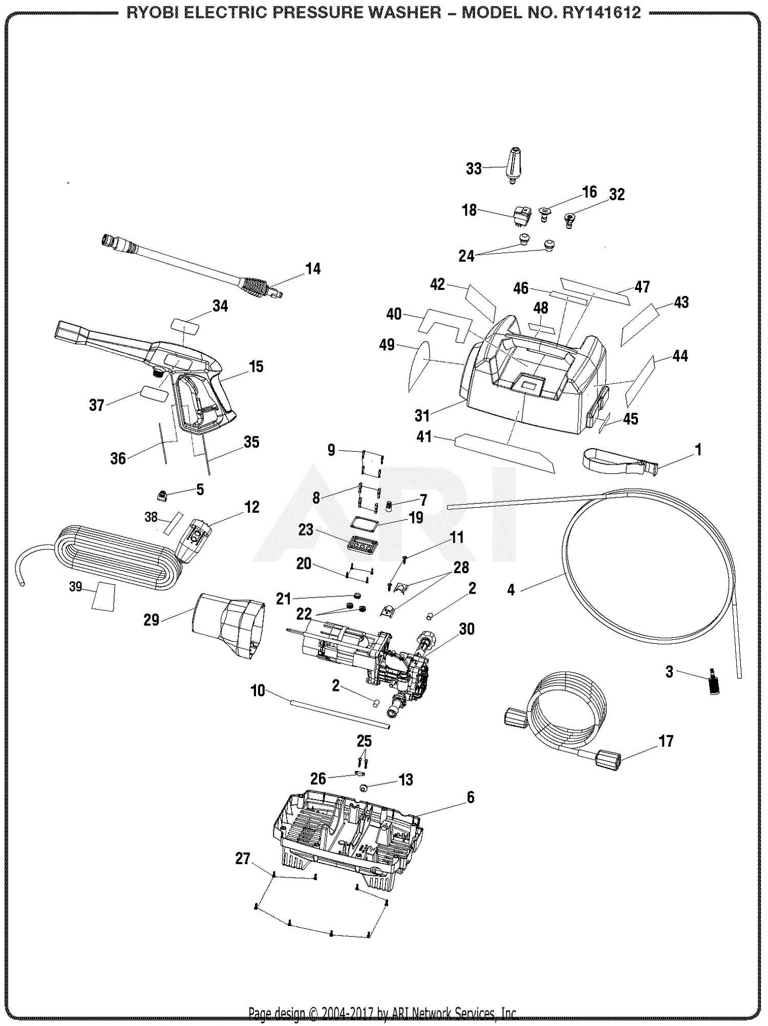 electric pressure washer parts diagram