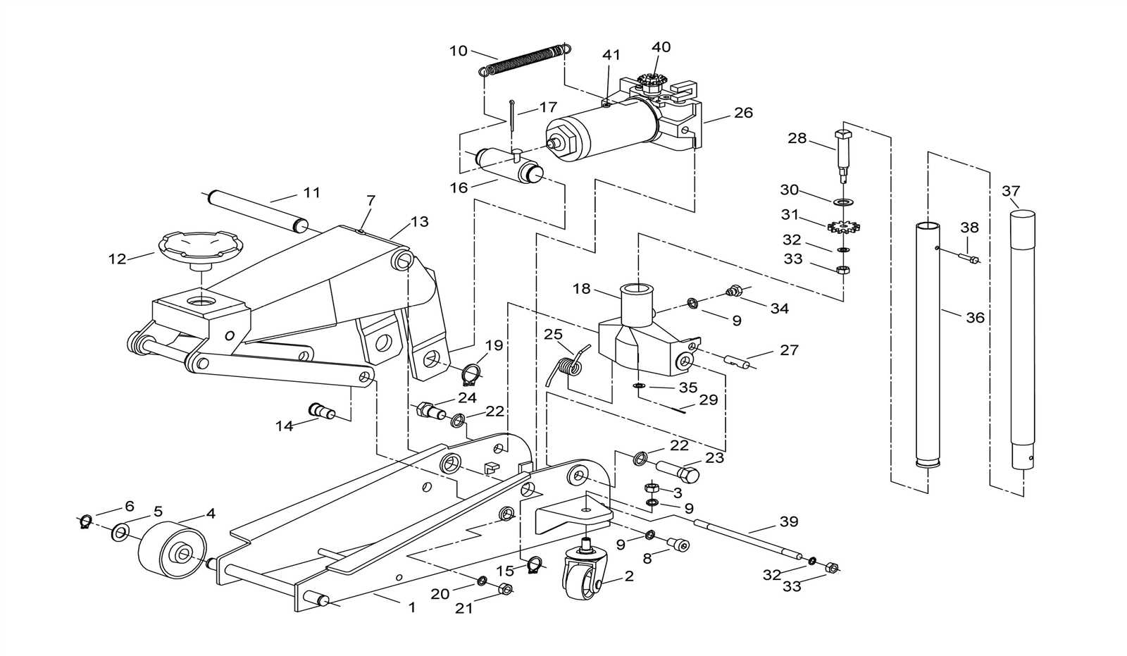 floor jack parts diagram