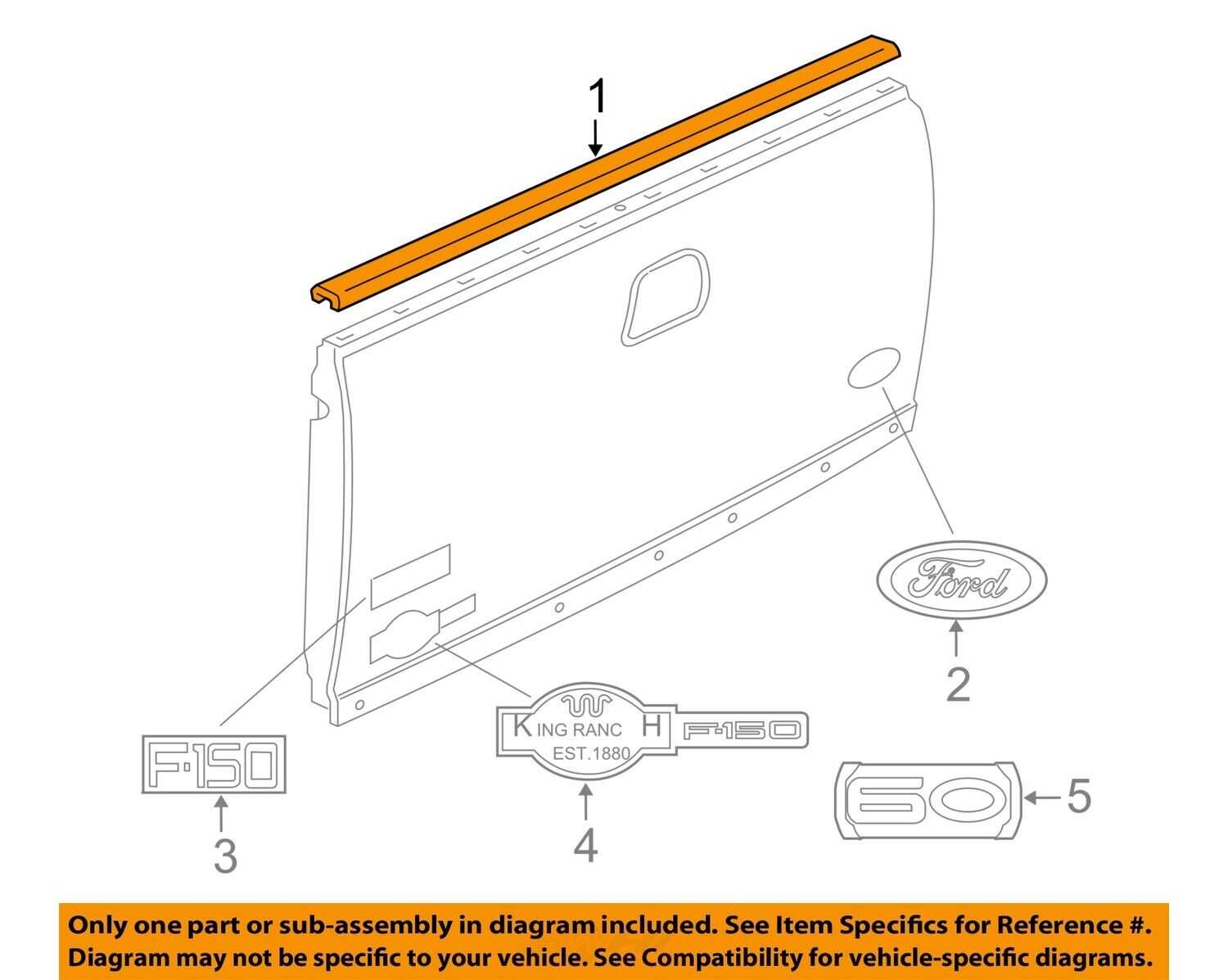 ford f 150 tailgate parts diagram