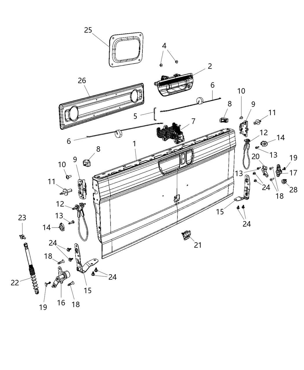 ford f250 tailgate parts diagram