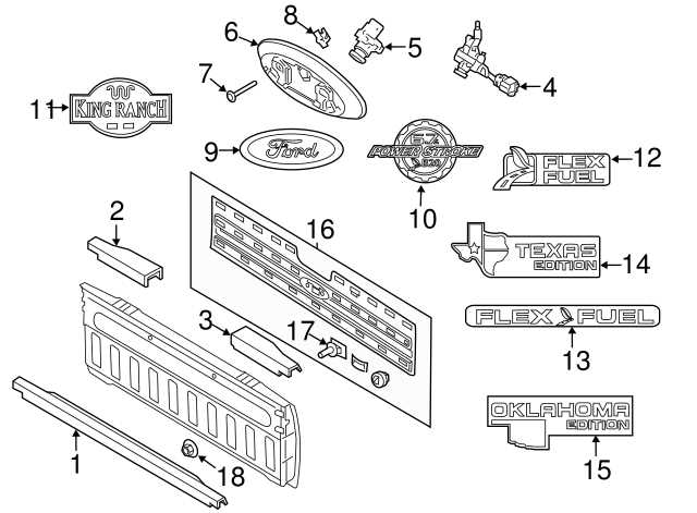 ford f250 tailgate parts diagram