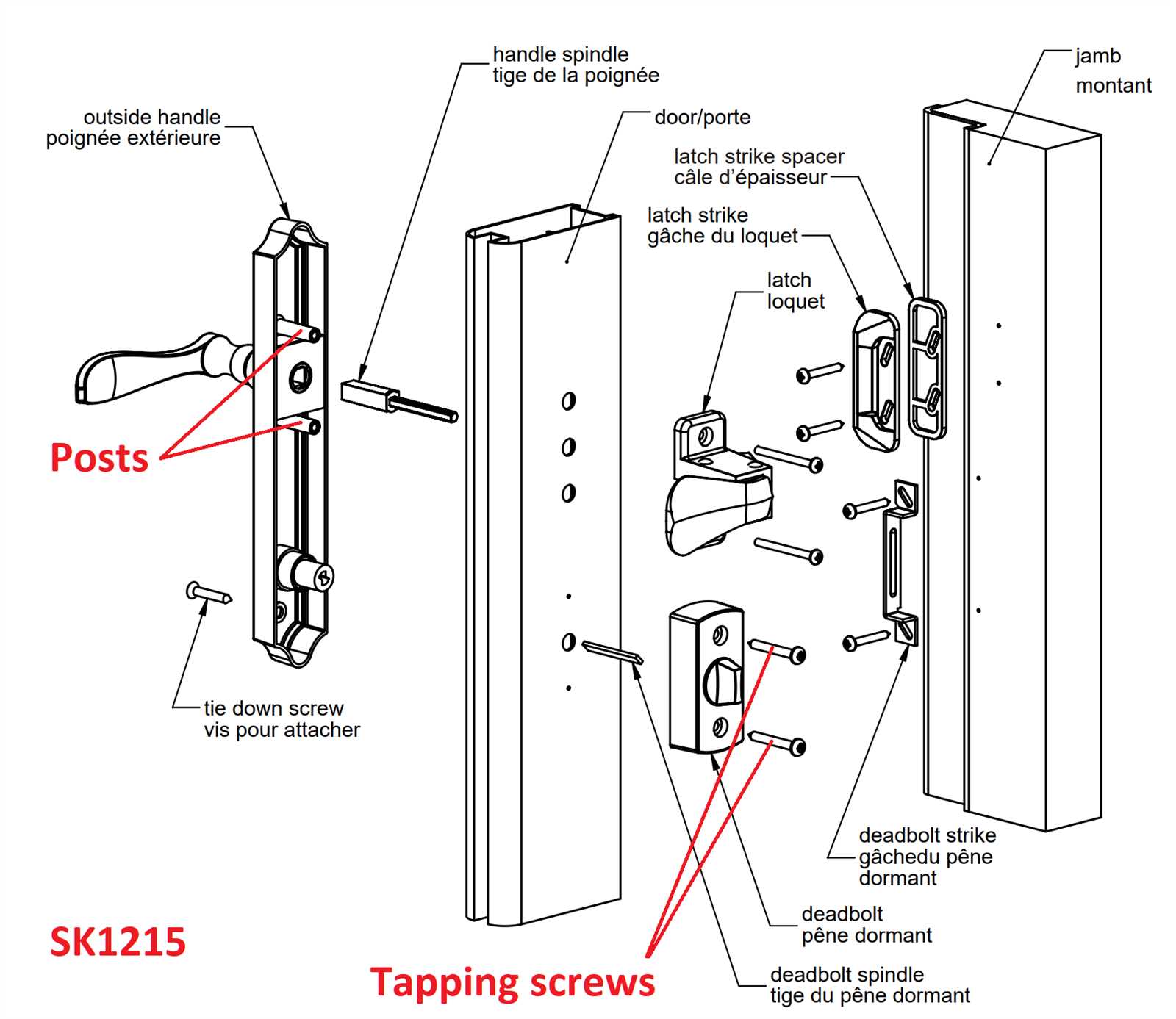 french door parts names diagram