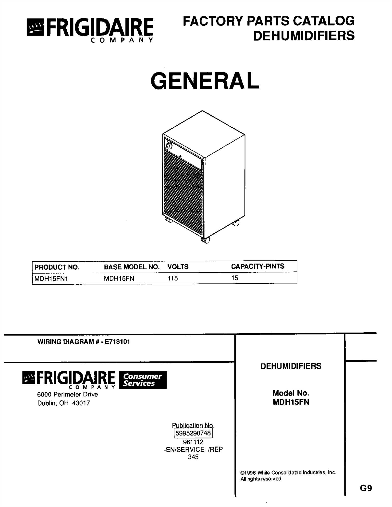 frigidaire dehumidifier parts diagram