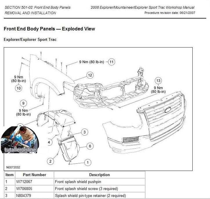 front ford explorer parts diagram