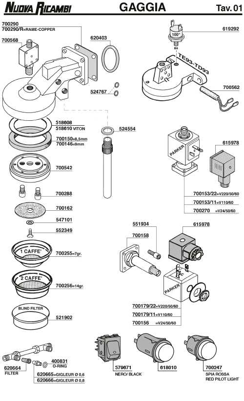 gaggia parts diagram