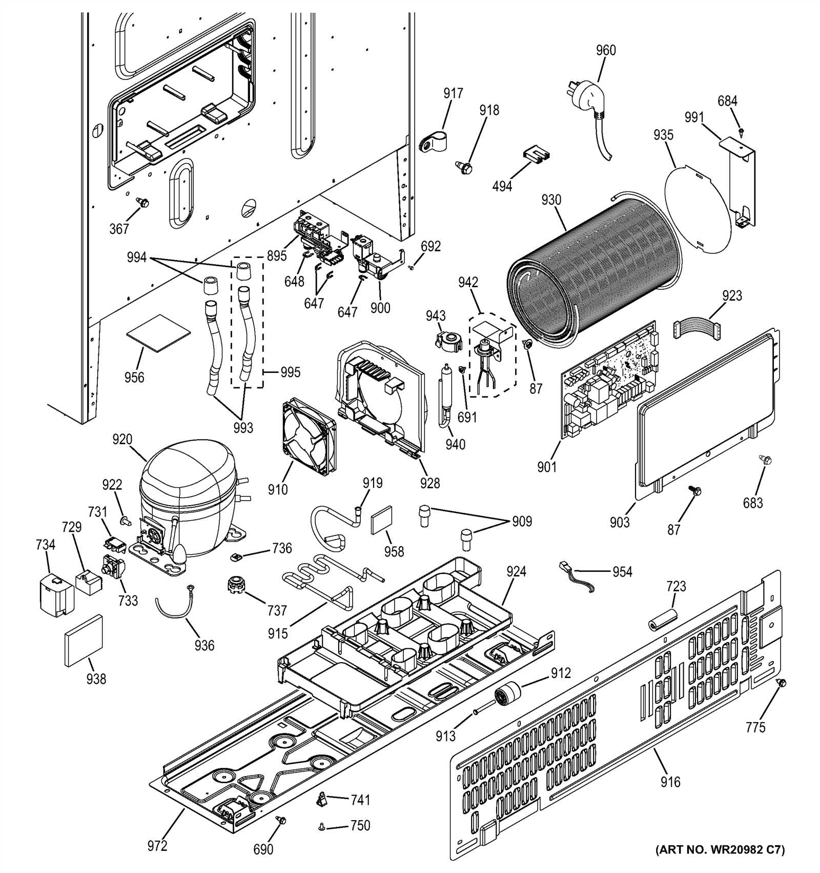 ge side by side refrigerator parts diagram