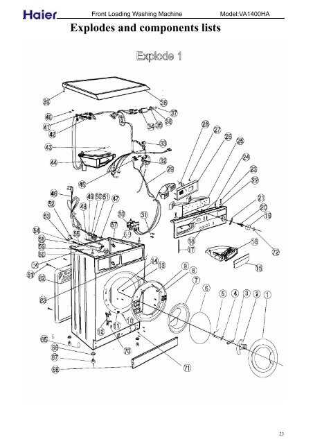 haier washing machine parts diagram