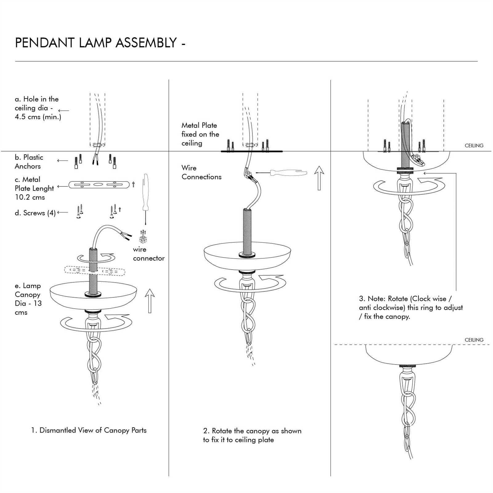 hanging lamp parts diagram