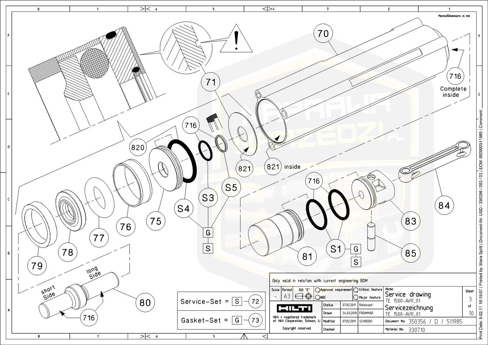 hilti te 75 parts diagram