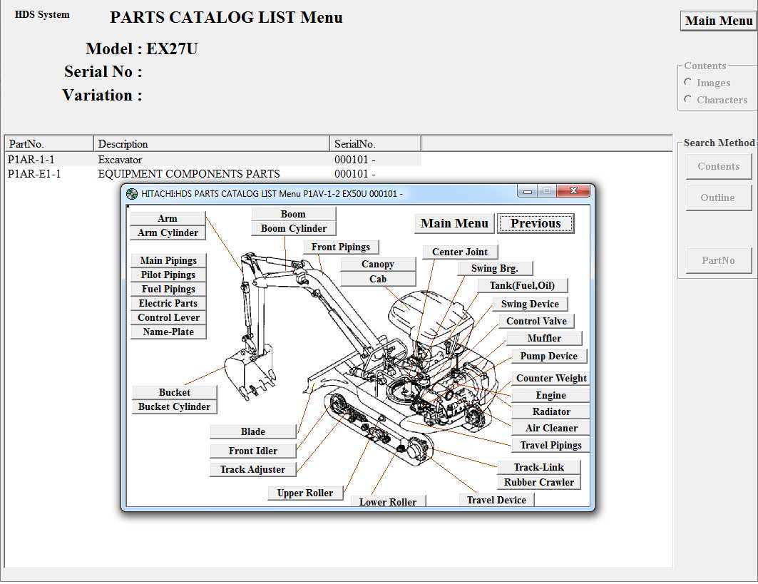 hitachi excavator parts diagram