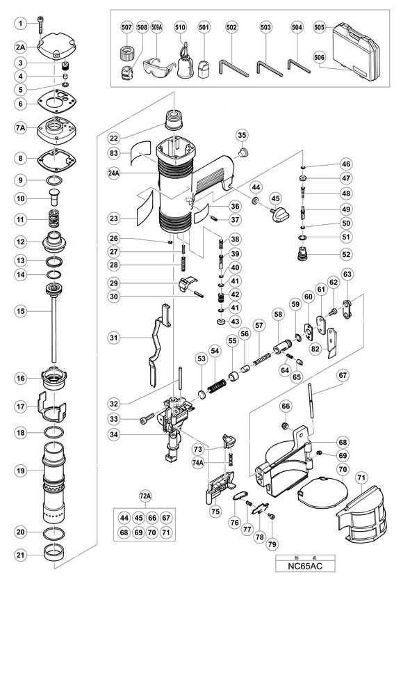 hitachi nail gun parts diagram