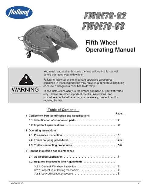 holland fifth wheel parts diagram