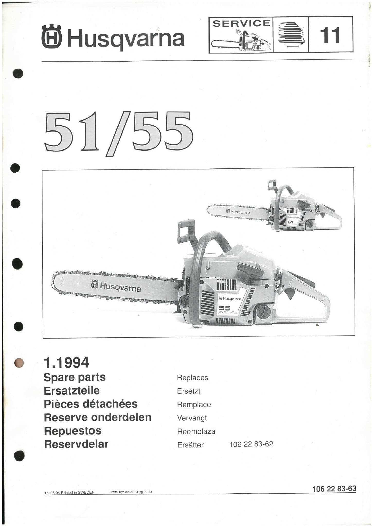 husqvarna model 55 chainsaw parts diagram