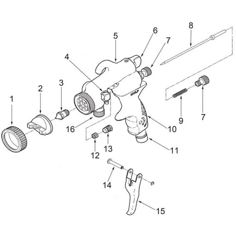 hvlp spray gun parts diagram