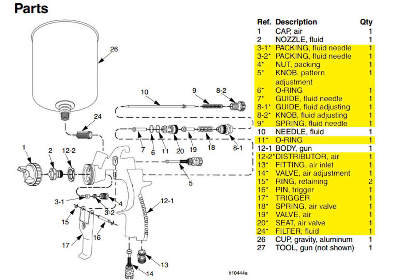 hvlp spray gun parts diagram