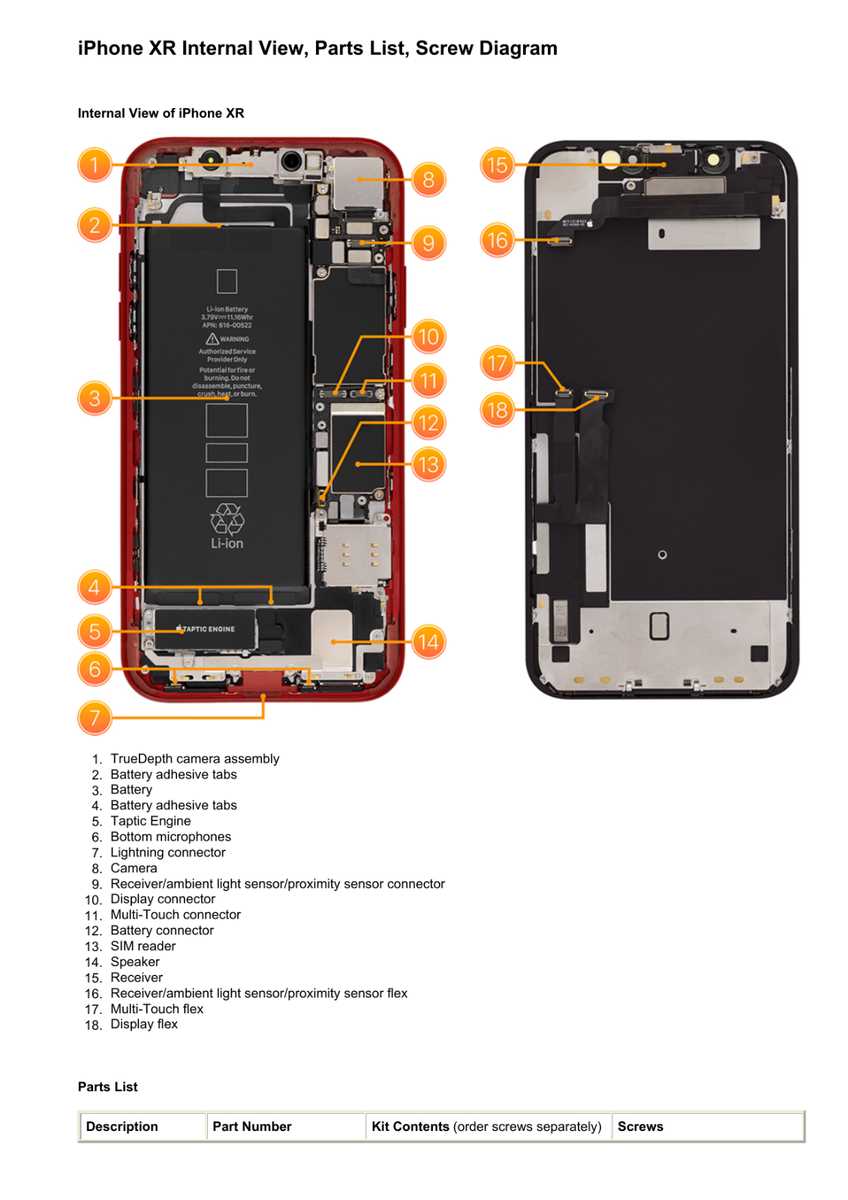 iphone xr parts diagram