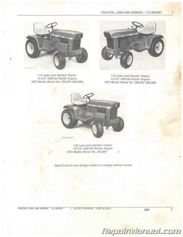 john deere 112 parts diagram